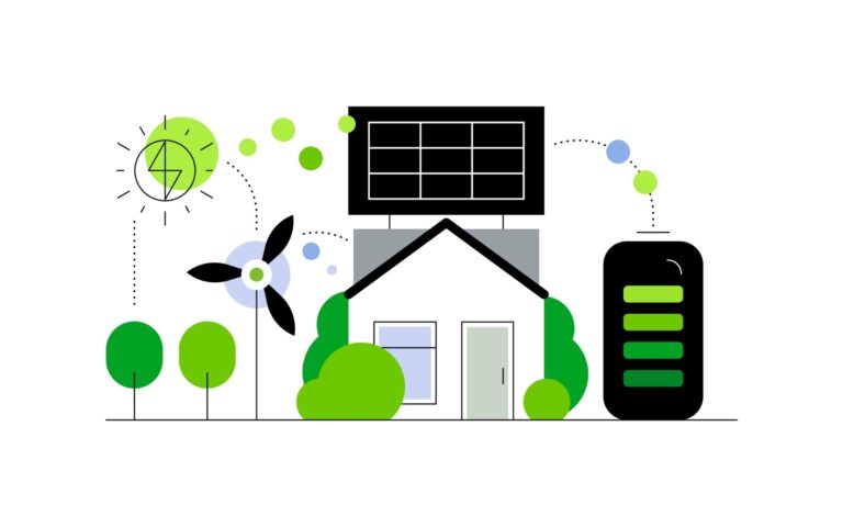 Smart,Eco,House.,House,Charging,With,Solar,And,Wind,Energy